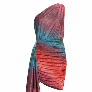 PATBO Sunset One-shoulder Draped Ruched Ombré Lure